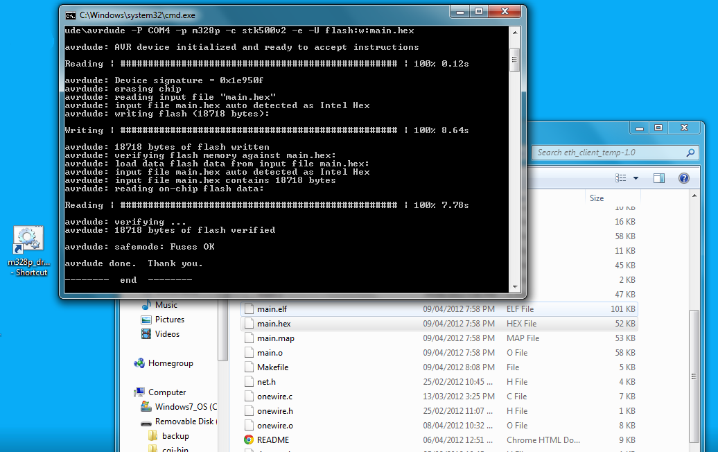 windows window programming dos avr microcontroller shell shows tuxgraphics output diagnostic progress during