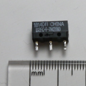 Omron-D2F ultra sub-miniature switch with pin plunger, side view
