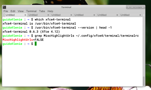 disable url recognition in xfce terminal